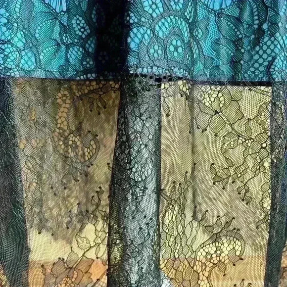 NWT! Tov Faux Leather Long Sleeve Lace Hem Dress - Picture 7 of 8